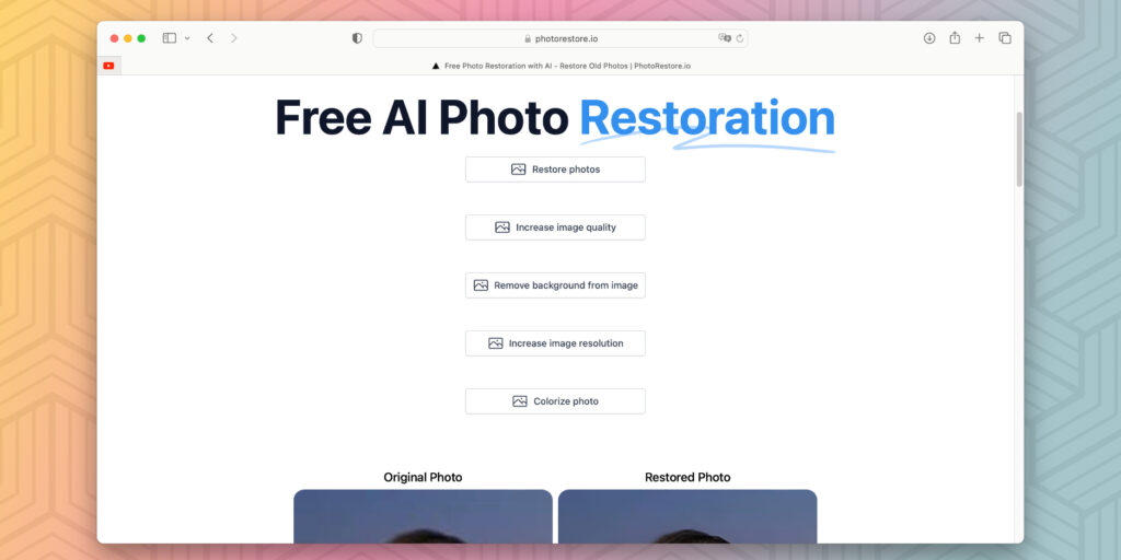 Нейросеть для реставрации фото PhotoRestore.io